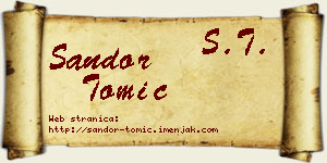 Šandor Tomić vizit kartica